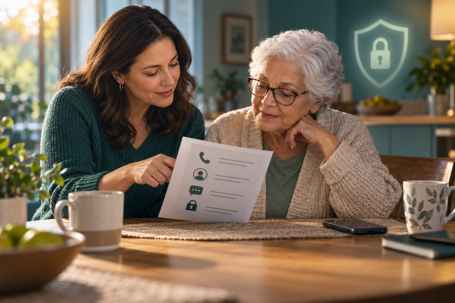 Protecting an Older Parent From Scams — editorial illustration
